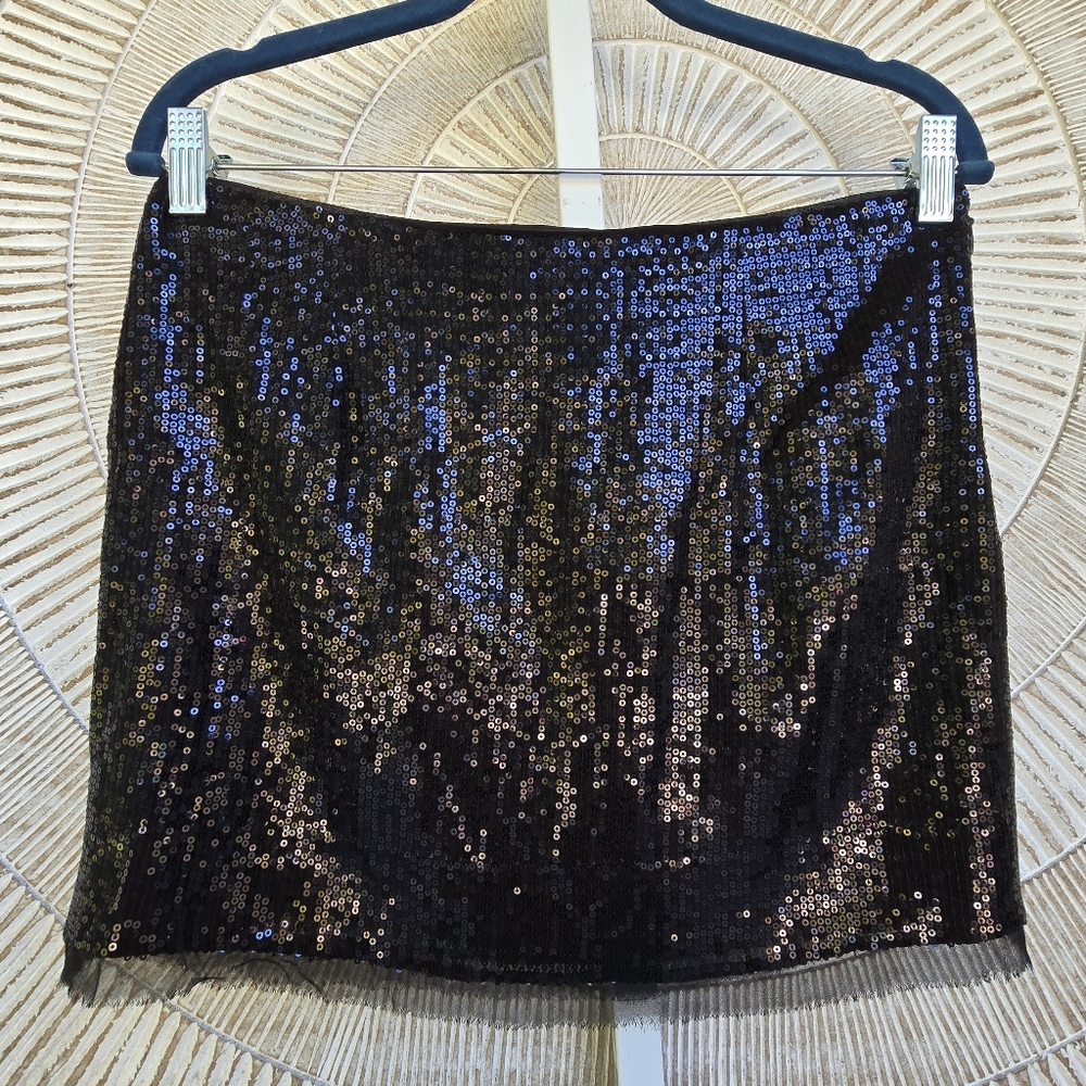 Susana Monaco Black Sequin Mini Skirt NEW Sz Small